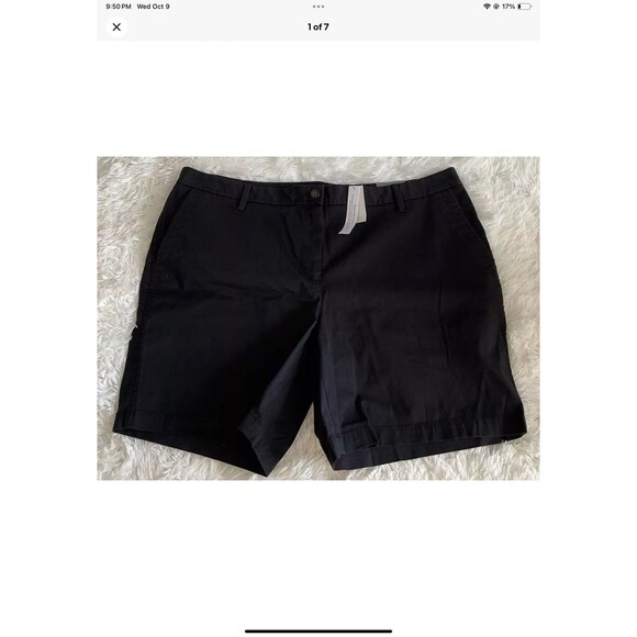 Talbots Women’s Relaxed Chino Shorts 7” Inseam Black Plus Size 16 NWT - Picture 1 of 7